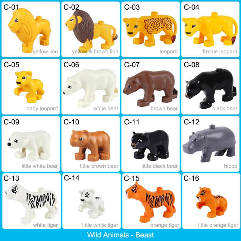 

Animal Blocks Set Wild Animal Model Toy Duplo Animal Building Blocks Big Bricks Accessories Zoo Animal Educational Toy Kids Gift