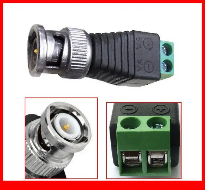

50PCS 2 pole BNC DC Male plug for Color monitor video CCTV Power plug Terminals