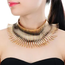 Lady Fashion Unique Xmas Gift Jewelry 6 Colors Sparkling Silver & Golden Chunky Choker Noble New Toques Bib Pendant Necklace