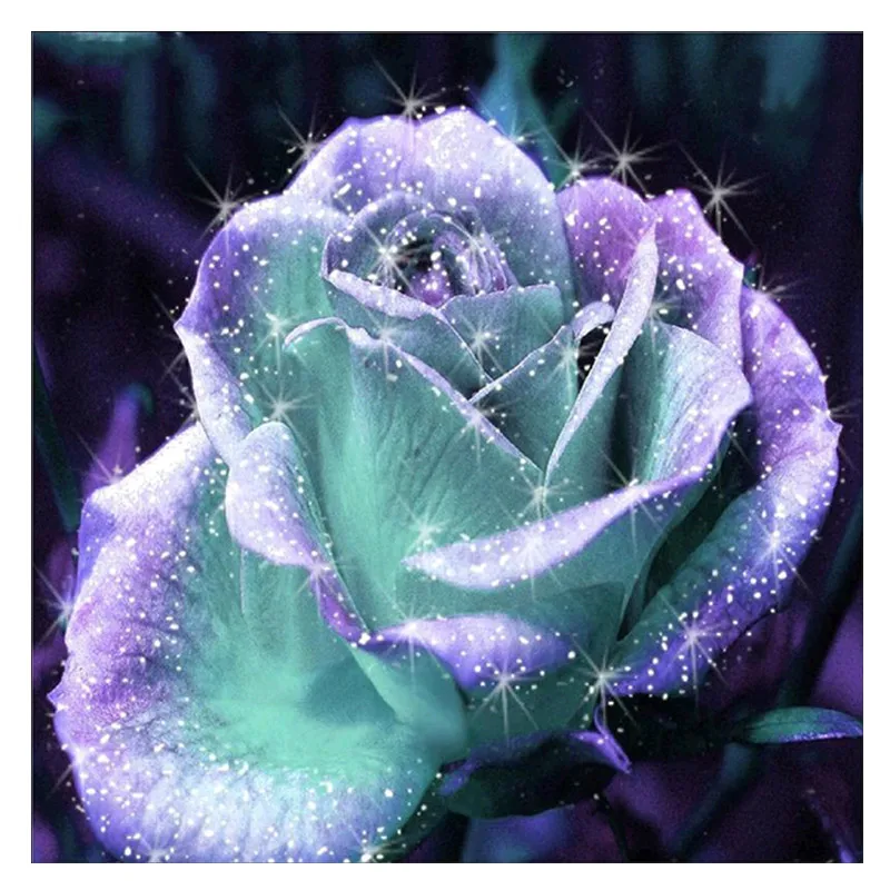 CaiLong1990 Diamond Embroidered Purple Rose Needle 5D DIY Painting Floral Full Round Rhinestone Mosaic Decoration | Дом и сад