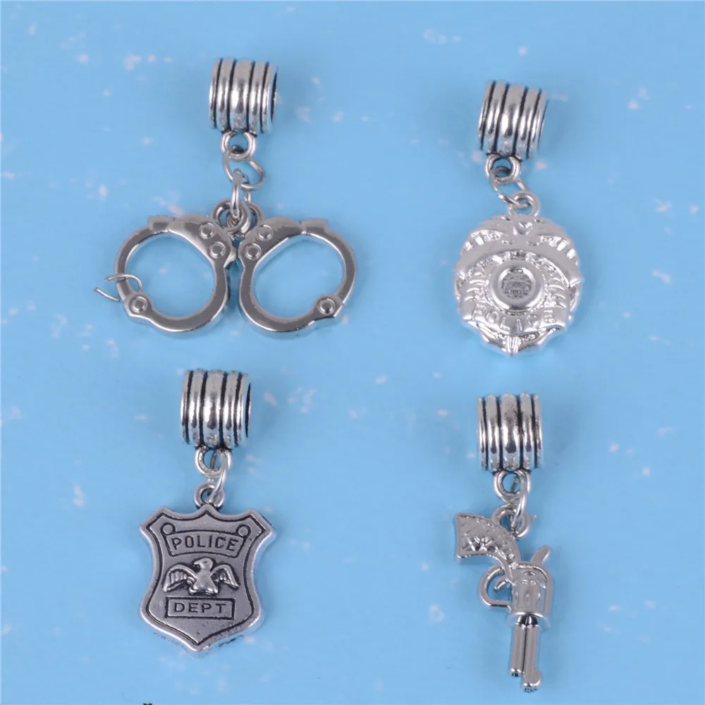 my shape Zinc Alloy Police Badge Handcuffs & Gun Charms Pendants