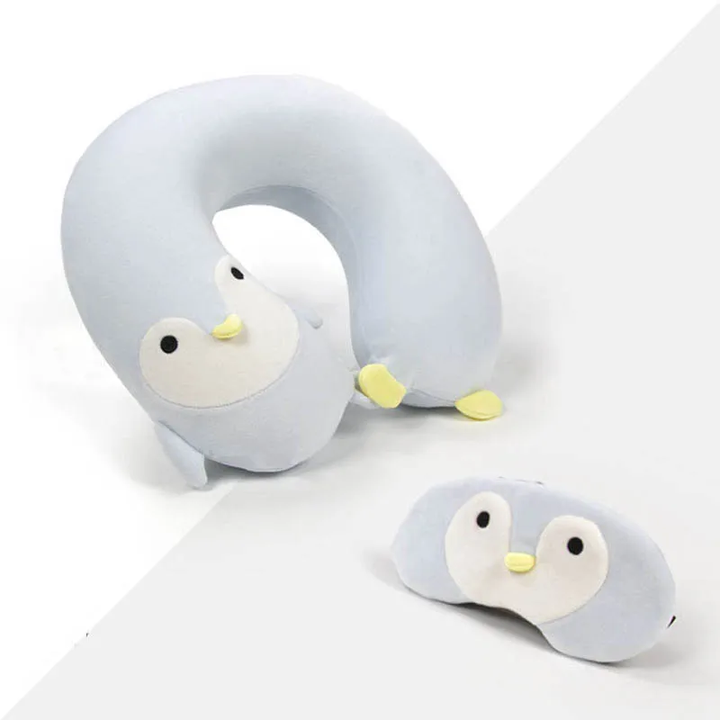 

2 In 1 U-Shape Neck Pillow Eye Mask Memory Foam Travel Pillows for Airplane Car Train Office Nap Headrest Waist Cushion almohada