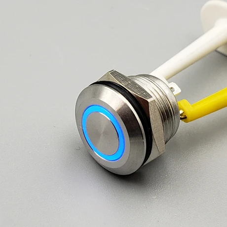 Водонепроницаемый 12 мм из нержавеющей стали мгновенный DC12V нормально открытый мини-кнопочный переключатель(нажмите) короткий корпус - Цвет: 4Pin Blue LED