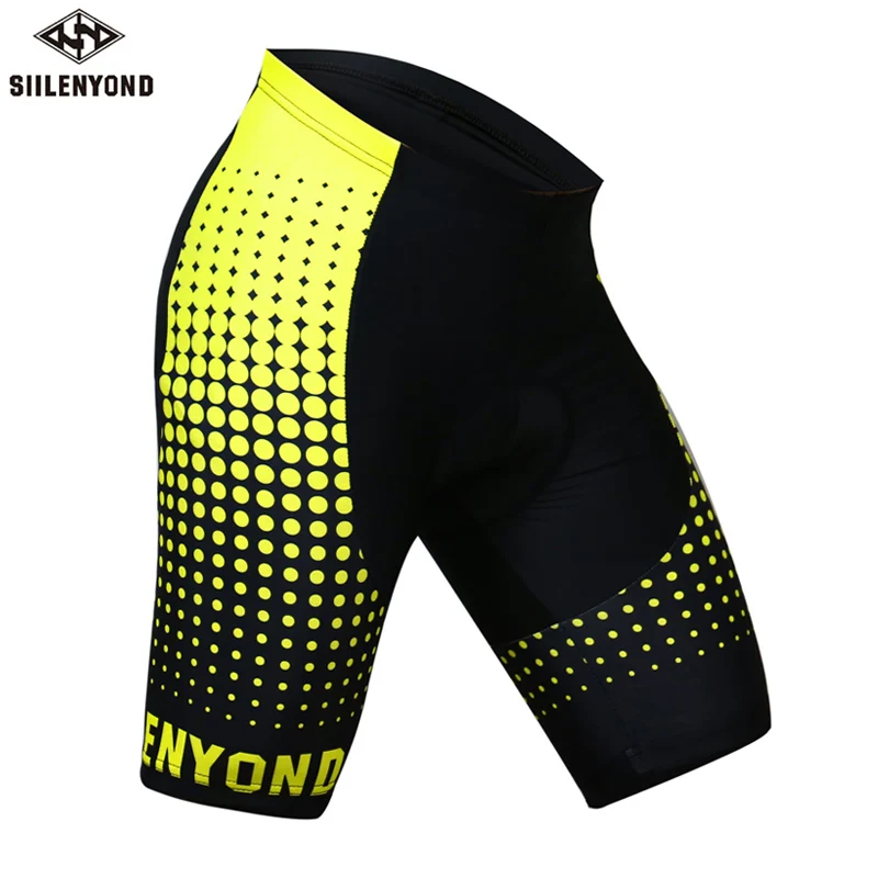 Siilenyond летние велосипедные шорты 3D гелевый мягкий Для мужчин Велоспорт нагрудник Нижнее бельё Удобные MTB для велосипедов, мотоциклов, шорты - Цвет: Flour Yellow Shorts