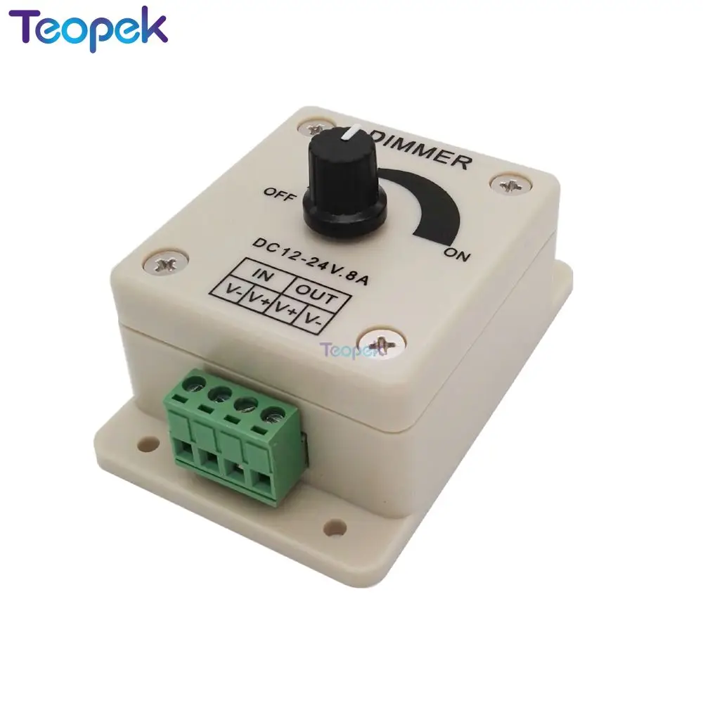 

LED Dimmer DC 12V 24V 8A 96W Adjustable Brightness Lamp Bulb Strip Driver Single Color Light Power Supply Controller 5050 3528