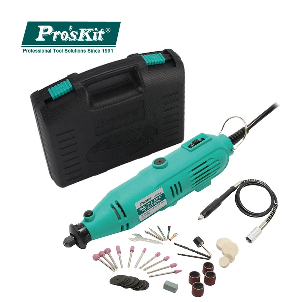 Electric Grinder Pro'sKit PT-5501G Variable Speed Rotary Tool Kit Engraving Pen Power Tool Set 130W Mini Drill Electrician Tools