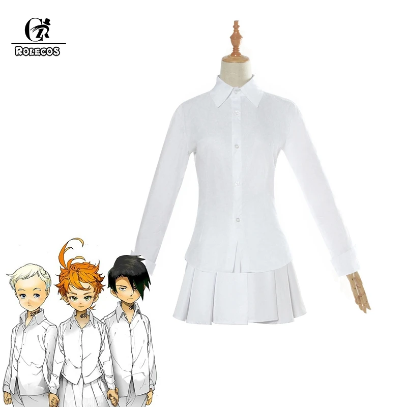 Белый плиссированный костюм ROLECOS Yakusoku no Neverland Эммы для косплея Женский косплея| |