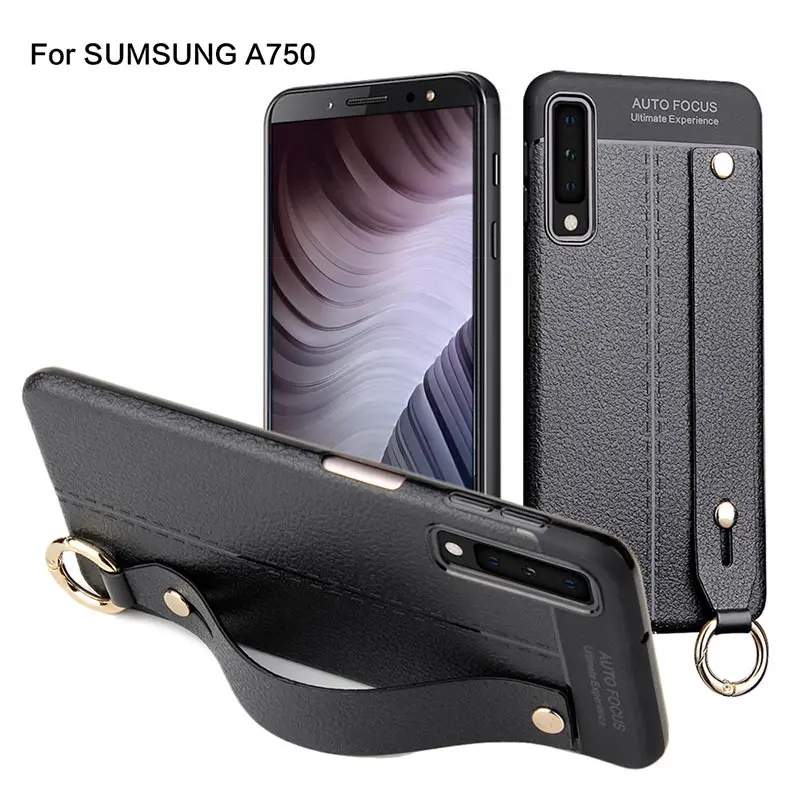 Чехол для телефона samsung Galaxy A7 2018 мягкий чехол из ТПУ с личи держателем рук A8 A6 J6 J4