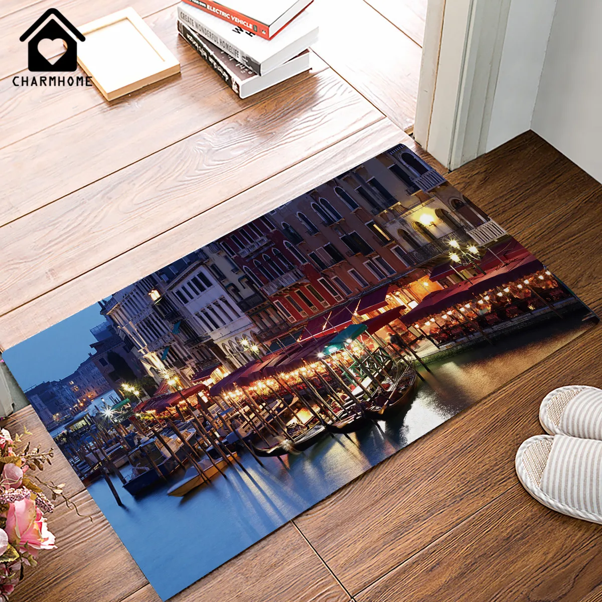 CHARMHOME Custom Night Venice Beautiful Scenic Doormat Bath Mats Foot