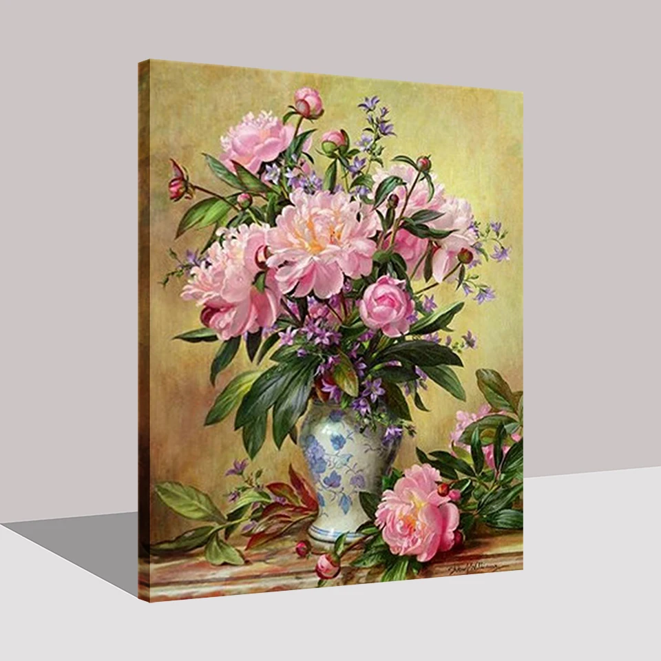 DIY-Painting-Acrylic-On-Canvas-Kits-Drawing-By-Numbers-Pale-Pink-Flowers-Framework-Wedding-Decoration-Wall (2)