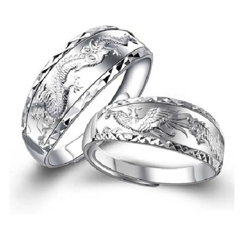 

DRAGON&PHOENIX WEDDING RINGS 2PC/SET SFREE SHIPPING USA WHOLESALES SIZE CAN BE ADJUSTED STERLING SILVER WOMEN&MENS'
