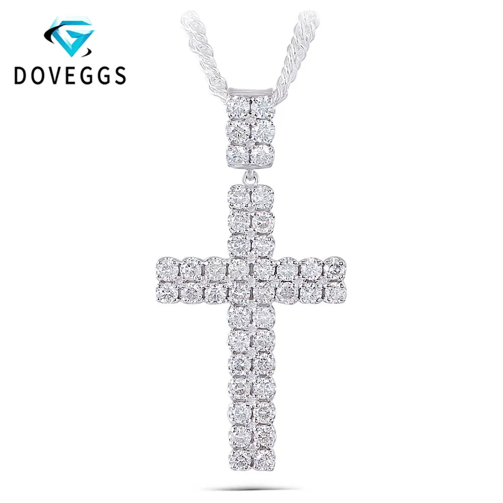 

DovEggs Gorgeous Elegant Silver 2.5mm GH Color Heart and Arrow Cut Perfection Lab Grown Moissanite Cross Pendant Necklace