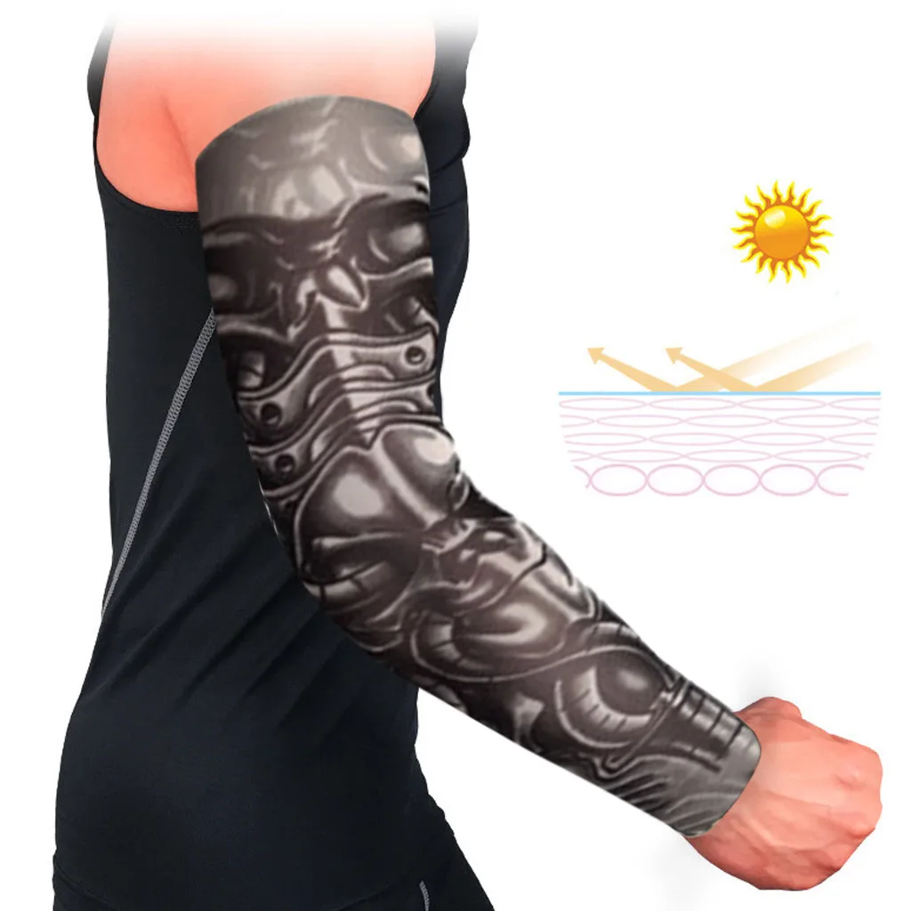 Наружные велосипедные рукава 3D тату печатные 1 шт. рукава для рук дышащие Нескользящие манжеты УФ-защита компрессионные солнечные рукава