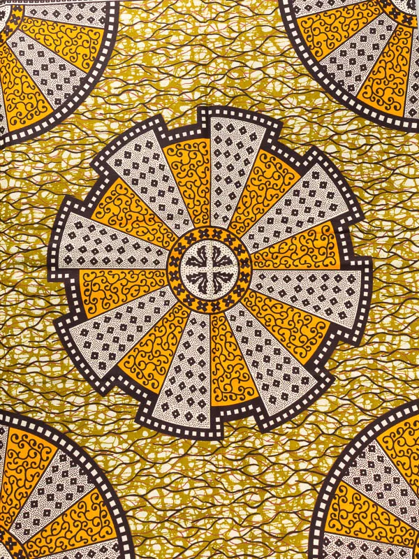 African Fabric Designs Real Wax Green Coffee Yellow Wheel Flower Design 6 Yards For Wedding Dress rw3516 | Дом и сад