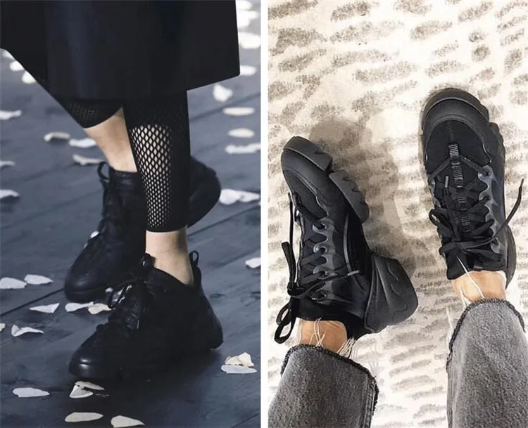 Роскошная повседневная обувь на толстой платформе; кожаные спортивные кроссовки в стиле пэчворк с круглым носком на шнуровке; мягкие кроссовки на плоской подошве; женская обувь для бега