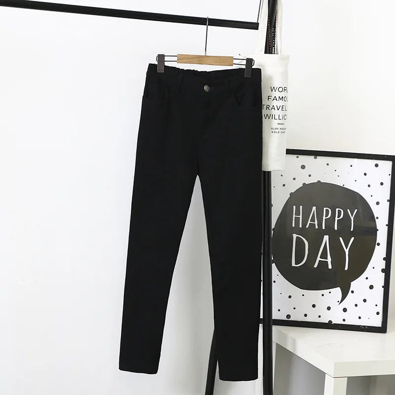 Растягивающиеся повседневные женские брюки, большие размеры 3 4 5 XL, узкие брюки-карандаш, белые черные брюки SWM822