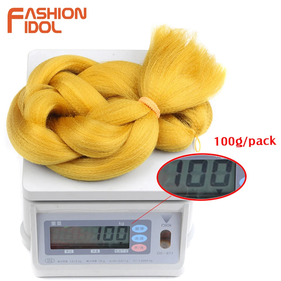 FASHION IDOL Synthetic Braiding Hair Ombre Kanekalon 24 Inch 100g/Pack Blonde Grey Crochet Braids Hair Extensions Jumbo Braids