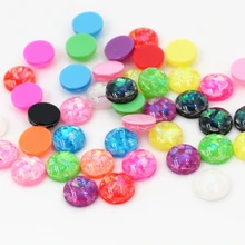 Новая мода 8 мм 40 шт./лот смешанные цвета Встроенная металлическая фольга плоская задняя Смола Кабошоны Камея V7-02