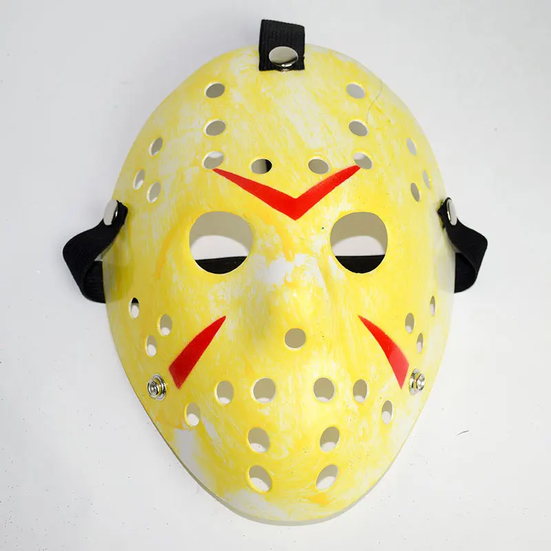 Новая маска человека в маске Джейсон пятница 13th ужас Хоккейная маска грабитель убийца Маскарад Джокер маска Хэллоуин Самурай Косплей Маска - Цвет: Цвет: желтый