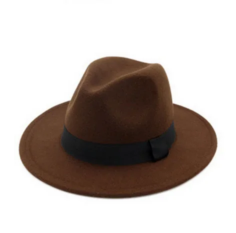Весенняя фетровая шляпа с широкими полями для мужчин и женщин, винтажные джазовые шляпы, модные шляпы со звездами из искусственной шерсти, фетровая шляпа унисекс, черная фетровая шляпа-котелок - Цвет: 8