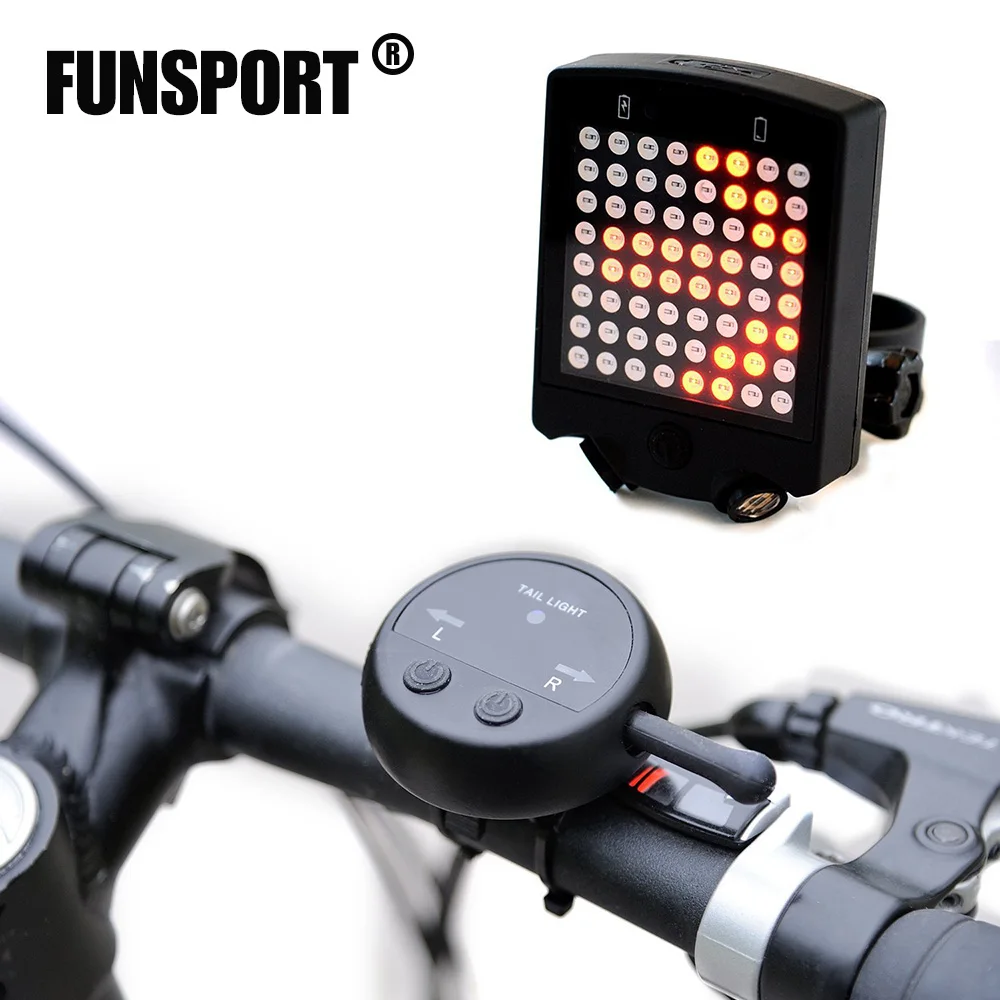 FUNSPORT Bike Accessories Cycling Light Wireless Remote Control Bicycle Turn Signal Light 64 LED USB Rechargeable Bike Taillight1