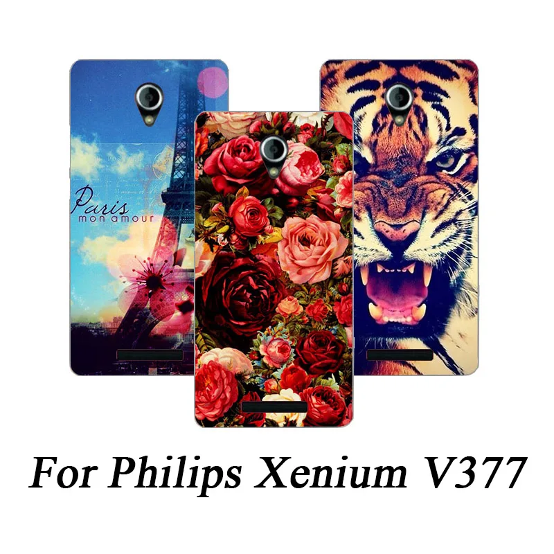 

Luxury Patterns SOFT TPU Phone Back Cover For Philips Xenium V377 Printing DIY Painted cases For Philips V377 phone cover case