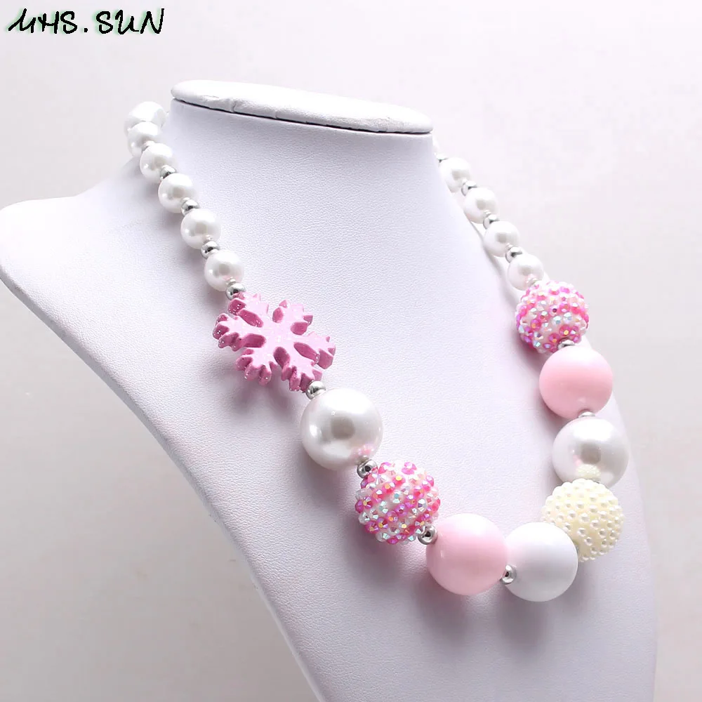 MHS. SUN/ожерелье с бусинами для маленьких девочек, модный милый комплект массивной бижутерии со снежинками и бусинами