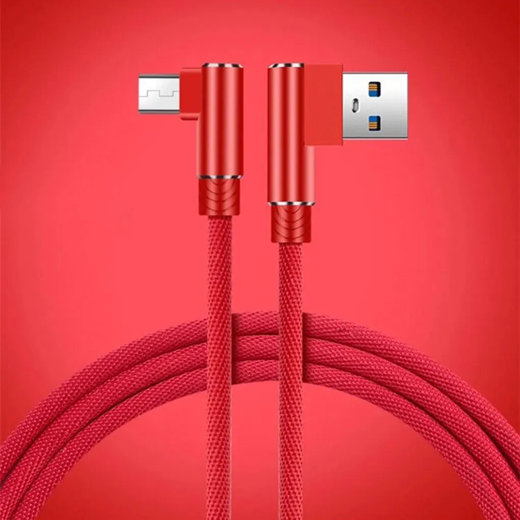 

1/2/3M Micro USB Cable 2A Fast Charger USB Cord 90 degree elbow Nylon Braided Data Cable for Samsung for Xiaomi Android Phone