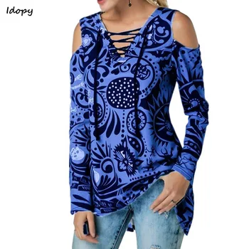 

Idopy Women's Spring Tunic Printed Women's Shirt Blouse Elegant V Cut Summer Women Weekend Casual Shirt Top Streetwear