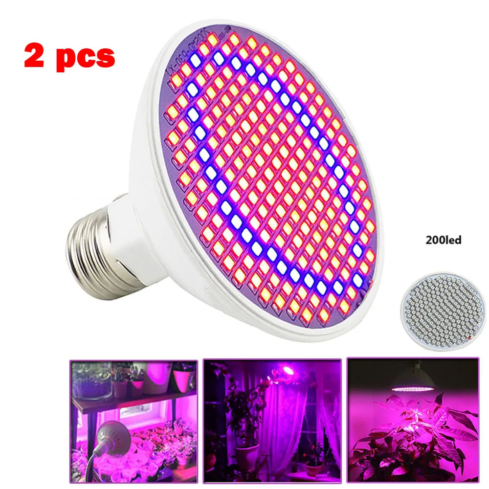  2 pcs 200 LEDs E27 LED Plant Grow Light Lamp Growing Lights Bulbs for Hydroponics indoor Flower Pla - 32796259520
