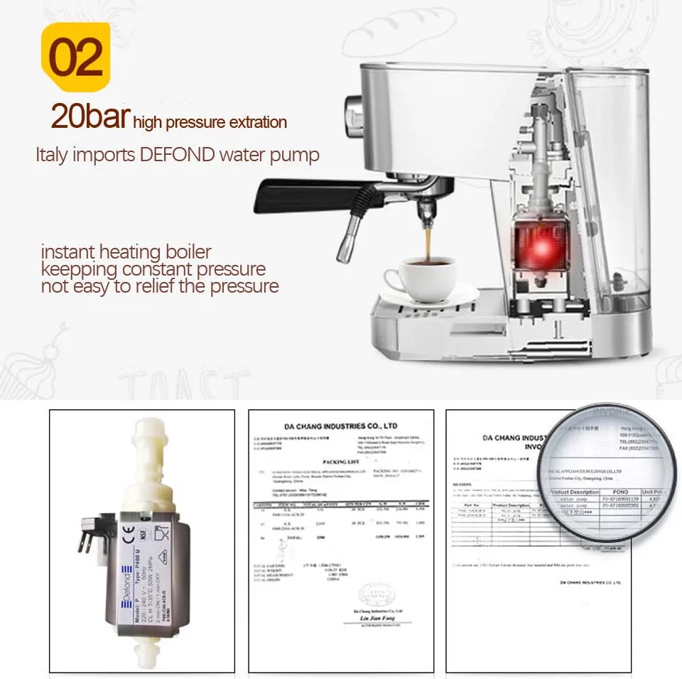 Итальянская 20 бар высокого давления Паровая Полуавтоматическая эспрессо кофе машина для дома Comercial офисные молочные пузырьки кофе