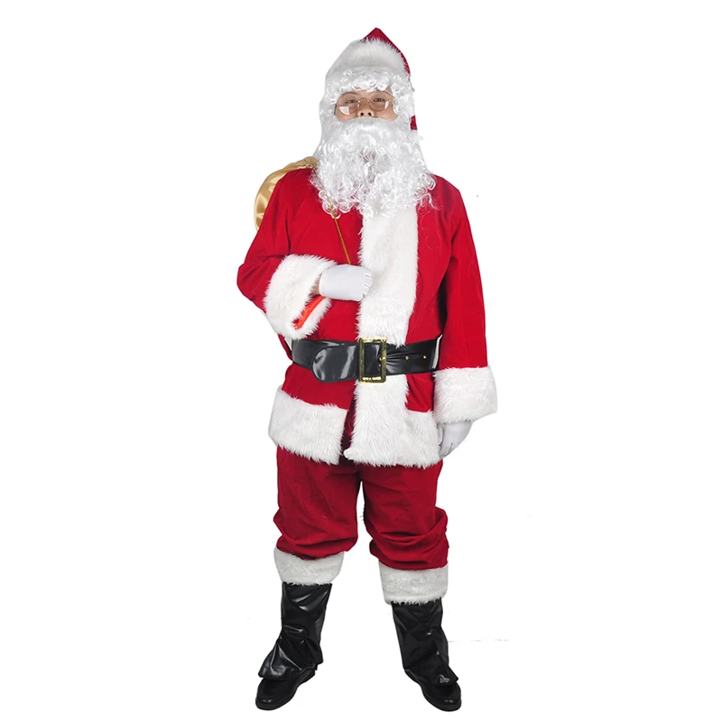 Clearance Sale 1 Set Of Christmas Santa Claus Costumes Hat For Adults Blue Red Christmas Clothes Santa Claus Costume Luxury Suit