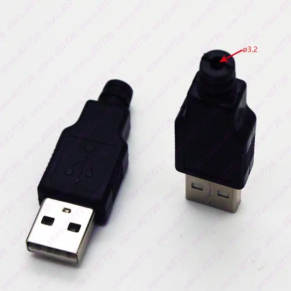 Высокое качество 10 шт. DIY USB A Тип Штекерный соединитель в сборке адаптер USB Jack 2,0 розетка с пластиковой оболочкой хвост провода диаметром 3,2