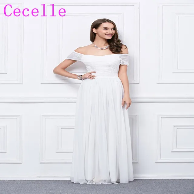 2017 Real Long Ivory Boho Bridesmaid Dresses Off The Shoulder Pleats 2017 Real Long Ivory Boho Bridesmaid Dresses Off The Shoulder Pleats Chiffon Country Wedding Party