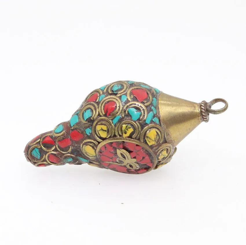 6.7cm Ancient Chinese Mini hand made Turquoise coral necklace Jewelry Conch Amulets H057 | Дом и сад