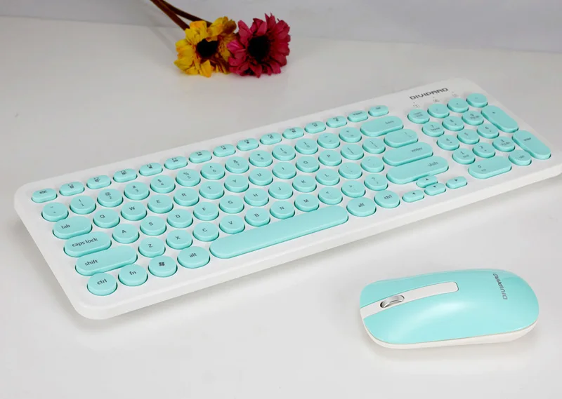 Ретро розовая клавиатура и мышь комплект 2,4 ГГц Беспроводная Бесшумная эргономичная ультратонкая мини-панк мультимедиа 96 клавиш 10 м клавиатура мышь комплект