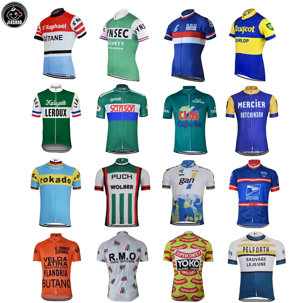 

Retro Classical NEW Mountain Road RACE Team Bike Cycling Jersey Tops Breathable Customized Jiashuo