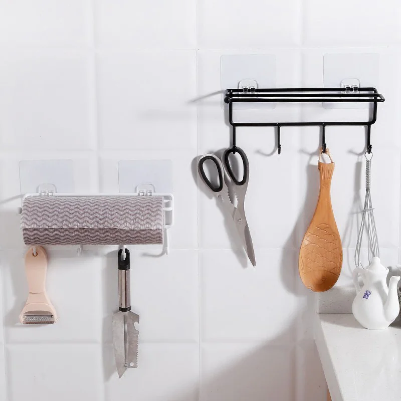 

Multifunctional Kitchenware Rack Organizer Adhesive Drill Free Towel Brush Hanger Storage Shelf FP8 AP16