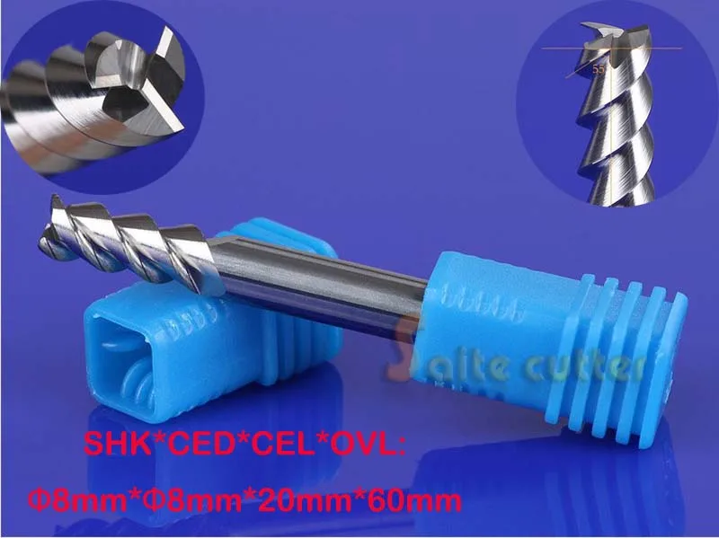

2pcs 8mm Three Flutes Carbide Cutters/ End Mill Tools/Cutting Bits/CNC Router Tool Bits/Engraving Tools/Cutting MDF/Wood/PVC