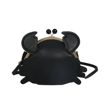 

Funny Crab Shape Solid Color Lady Faux Leather Twist Lock Crossbody Shoulder Bag