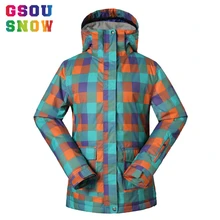 Gsou лыжная куртка для сноуборда женская теплая утепленная куртка с сеткой Водонепроницаемая 10000 женская уличная куртка для горного лыжного спорта