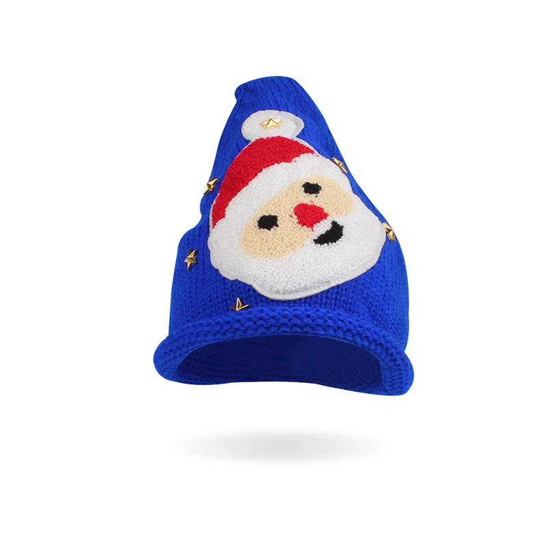 Santa Claus Knitted Children Hat Christmas Mother Kids Hat Winter Crochet Kids Beanie Children New Year Gift Pattern Kids Hat (28)