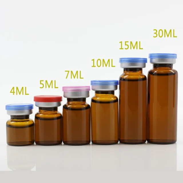 앰버 투명 주입 유리 바이알 &#038; 플립 오프 캡 작은 유리 약병, 50 개 4ml 5ml 6ml 8ml 10ml 12ml 15ml 20ml 30ml 10 개