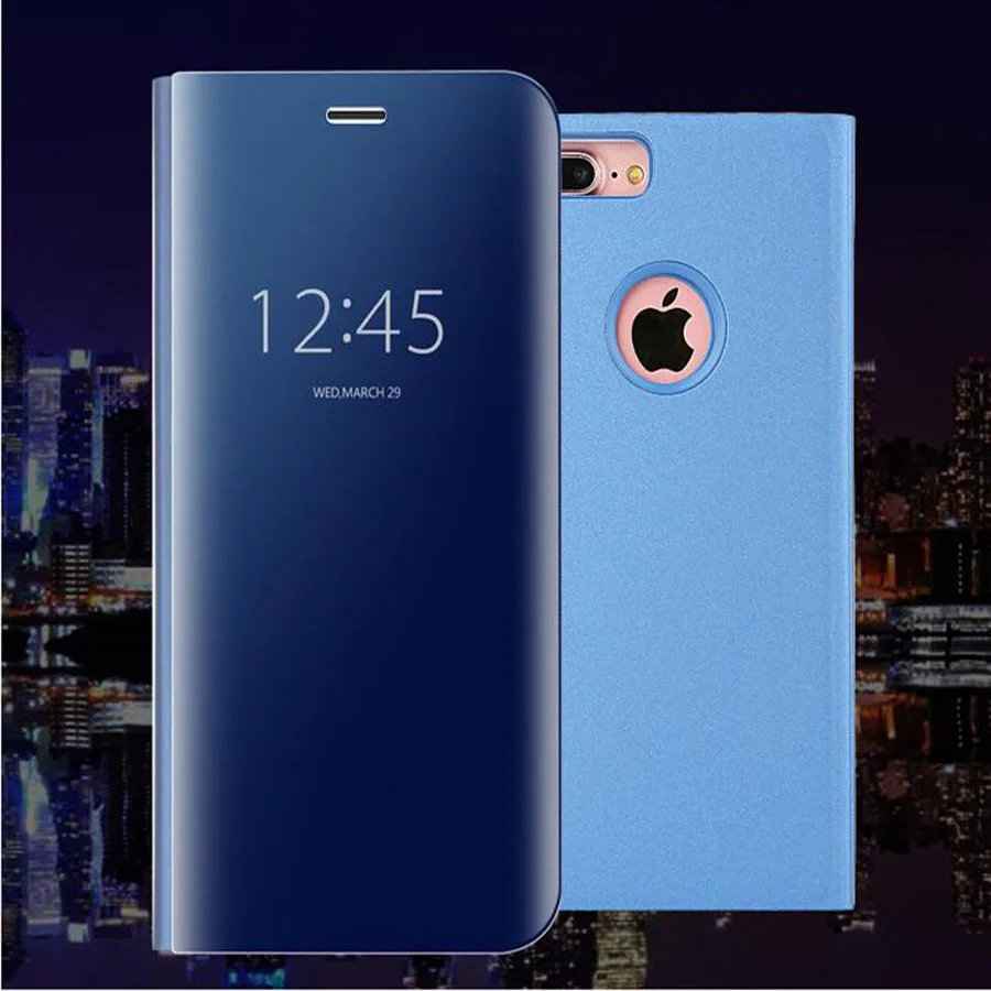 

Plating Stand PU Flip Case For iPhone XR XS X XMax Smart Mirror Clear View Full Cover Phone Case For iPhone 6 6S 7 8 Plus