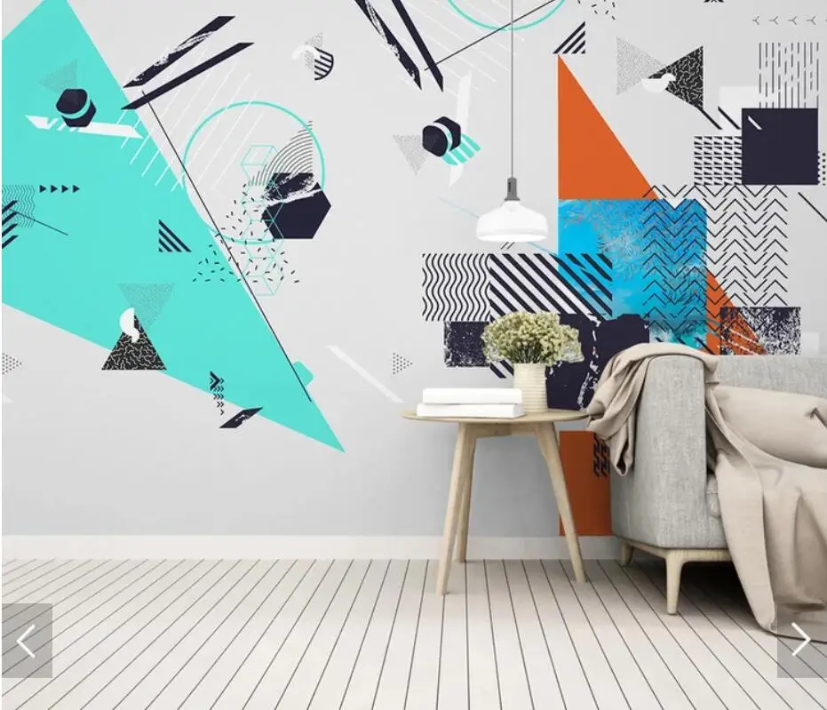 3D Abstract Geometric Square Wallpaper Mural Creative Art Wall