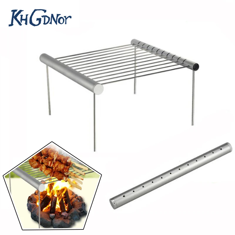 KHGDNOR Stainless Steel Mini BBQ Grill Rack Foldable Easy Carry Pocket BBQ Holder Outdoor Family
