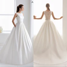 Simllle Шелковистое атласное свадебное платье Новое сексуальное иллюзионное свадебное платье невесты роскошное кружевное платье Vestido de novia Robe de mariee