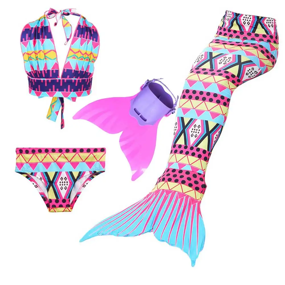 Girl Princess Mermaid Tail For Swimming Cosplay Swimsuit With Monofin 3