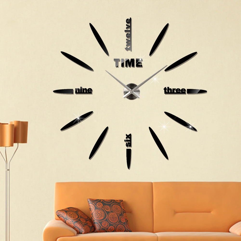 Настенные часы Horloge Diy акриловые зеркальные наклейки цифровые Супер Большие