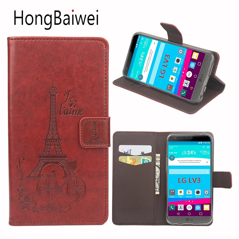 

HongBaiwei for LG LV3 Case Flip Eiffel Tower Pattern Luxury Leather Wallet Phone Bag Case for LG LV3